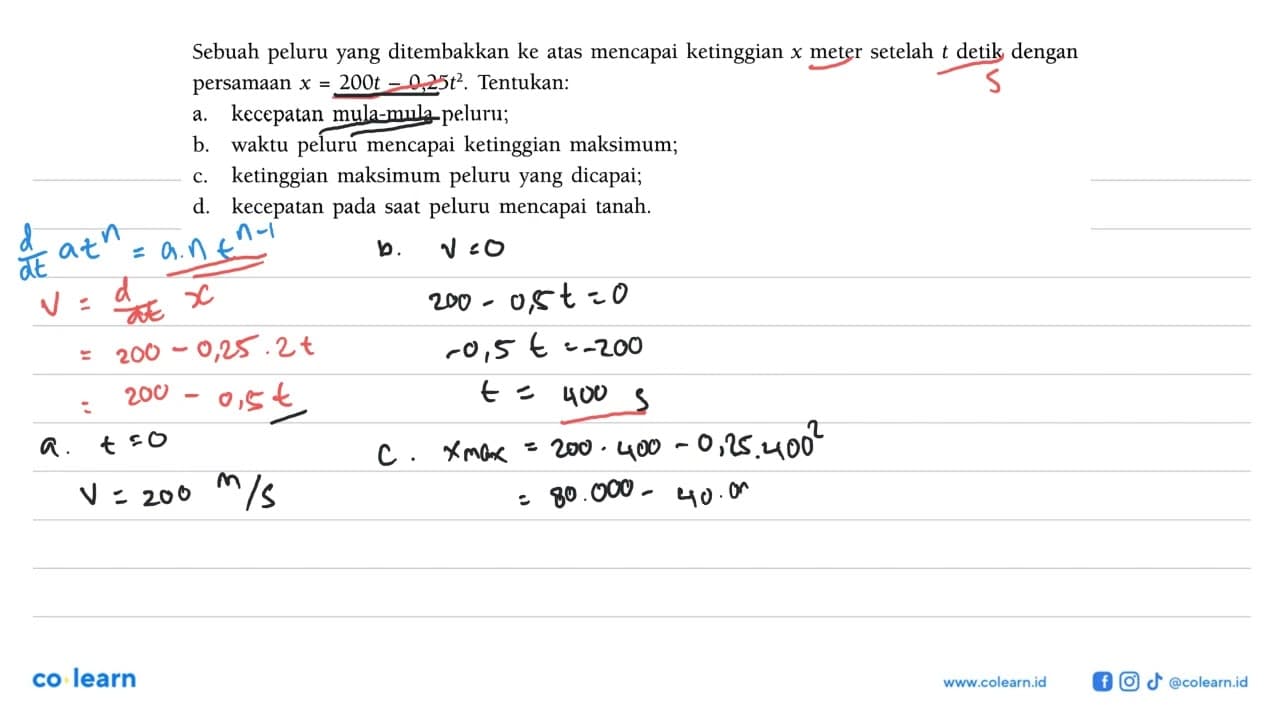 Sebuah peluru yang ditembakkan ke atas mencapai ketinggian