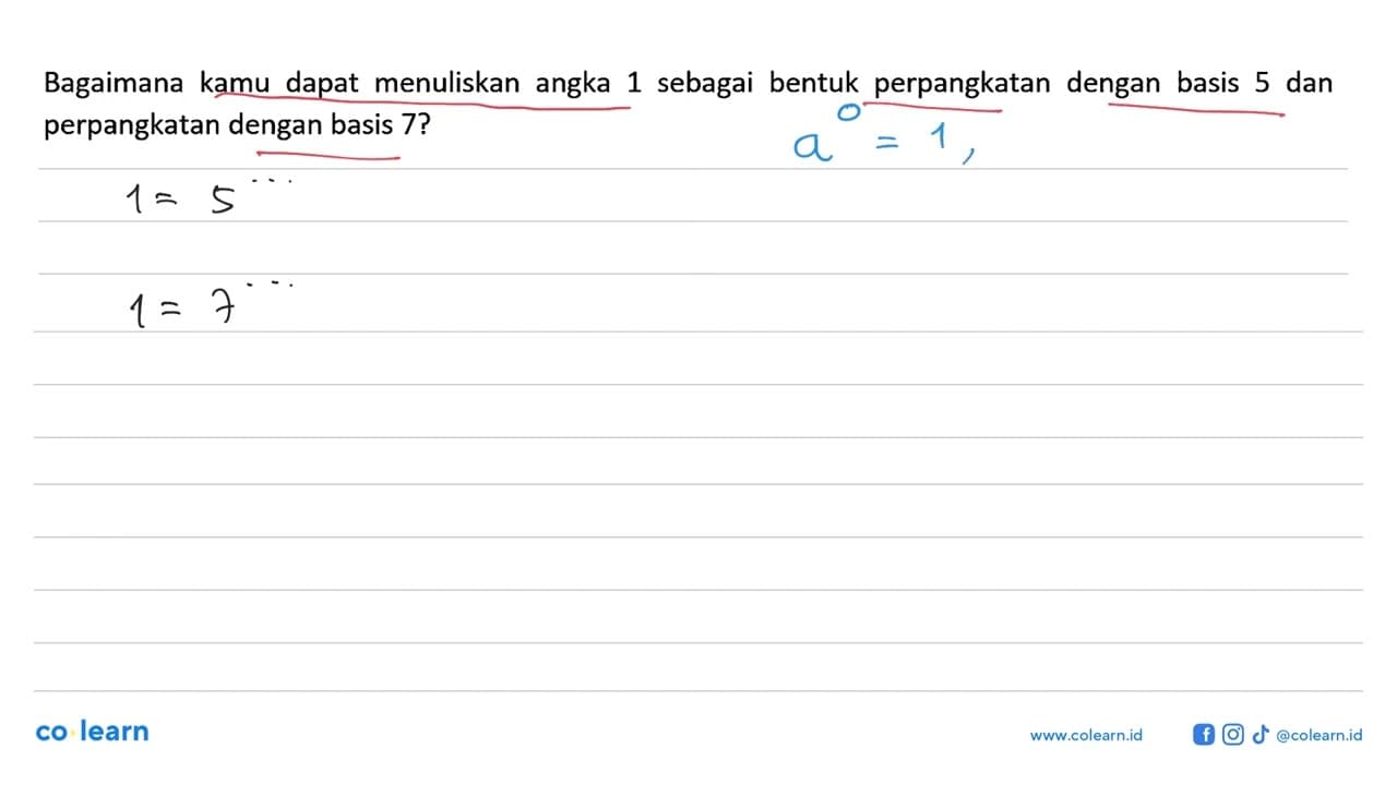 Bagaimana kamu dapat menuliskan angka 1 sebagai bentuk