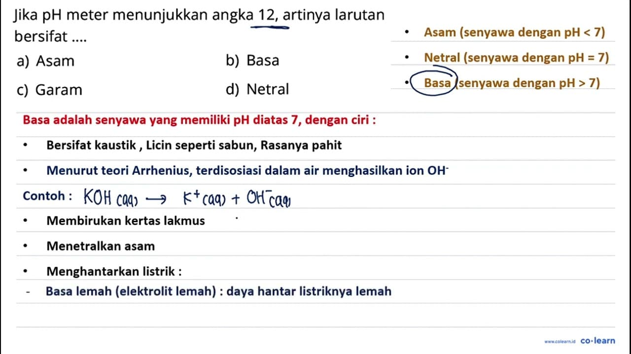 Jika pH meter menunjukkan angka 12, artinya larutan