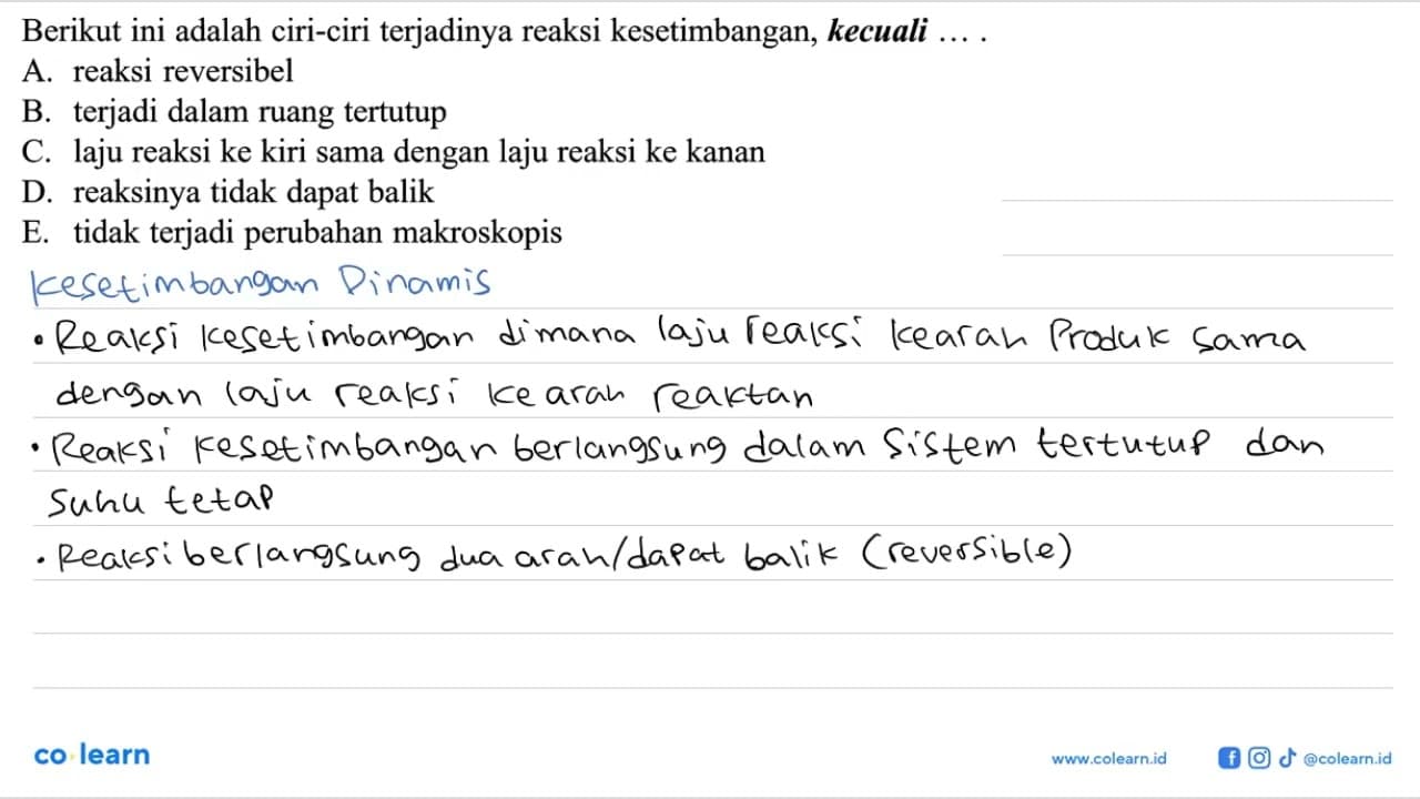 Berikut ini adalah ciri-ciri terjadinya reaksi