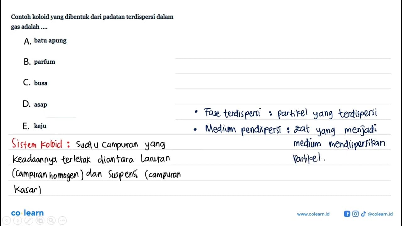 Contoh koloid yang dibentuk dari padatan terdispersi dalam