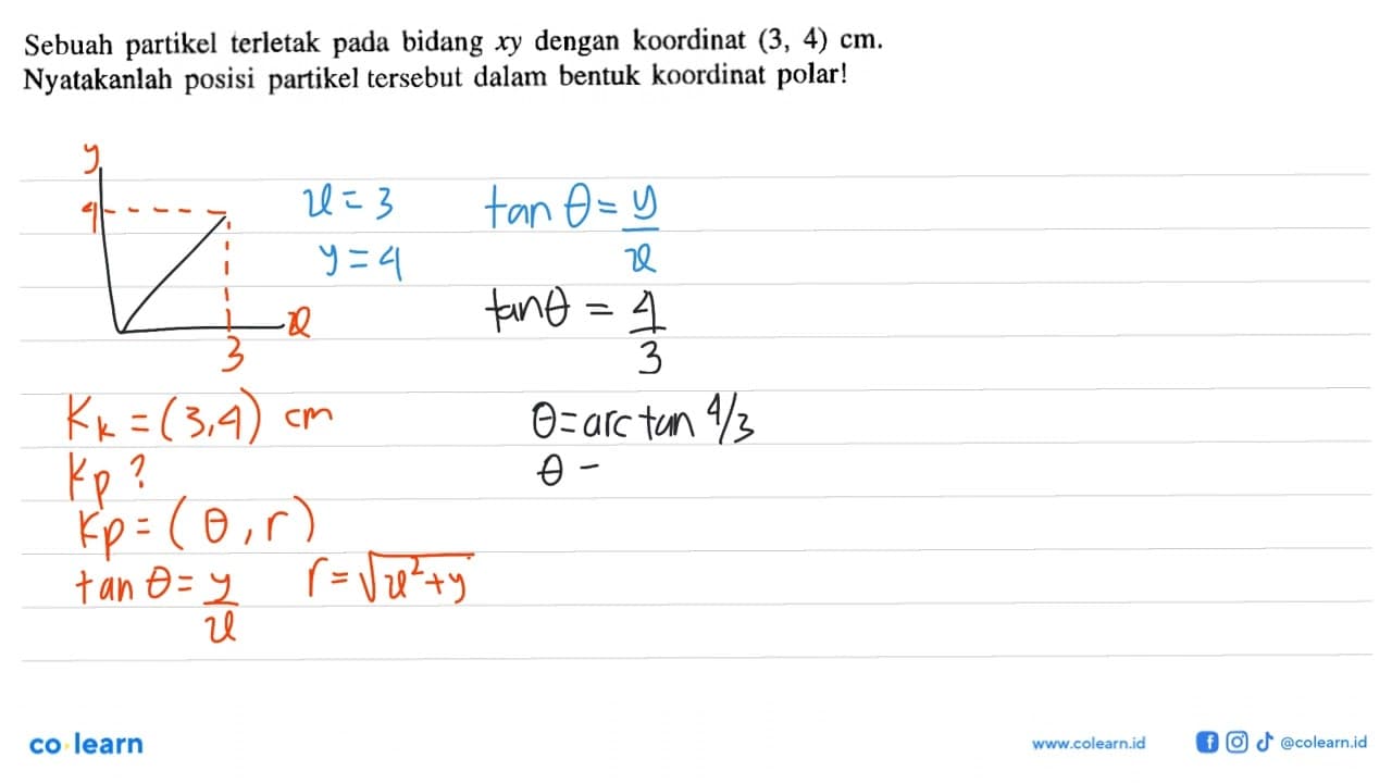 Sebuah partikel terletak bidang xy dengan koordinat (3, 4)