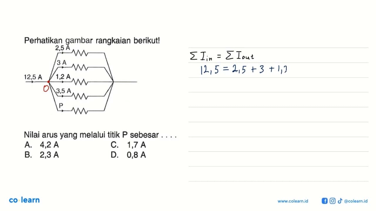 Perhatikan gambar rangkaian berikut! Nilai arus yang