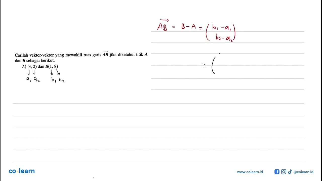 Carilah vektor-vektor yang mewakili ruas garis vektor AB