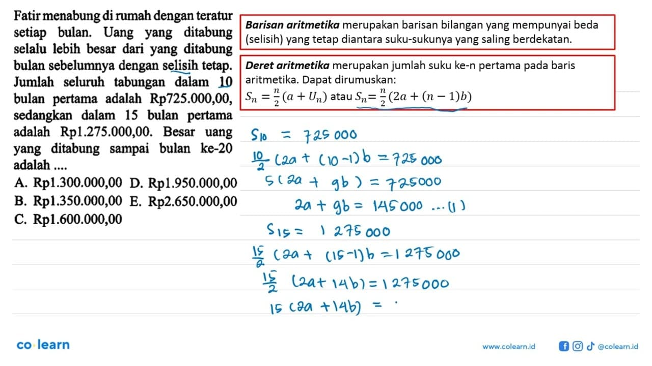 Fatir menabung di rumah dengan teratur setiap bulan. Uang