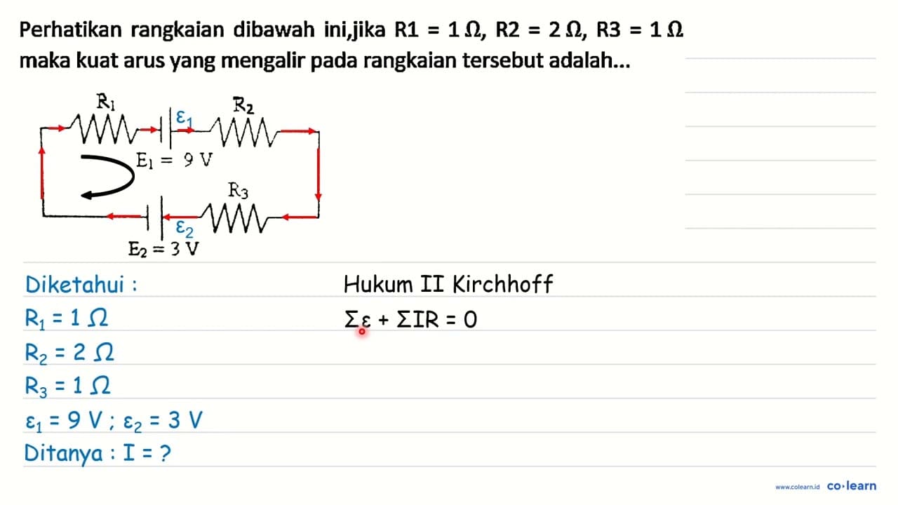 Perhatikan rangkaian dibawah ini,jika R 1=1 Omega, R 2=2