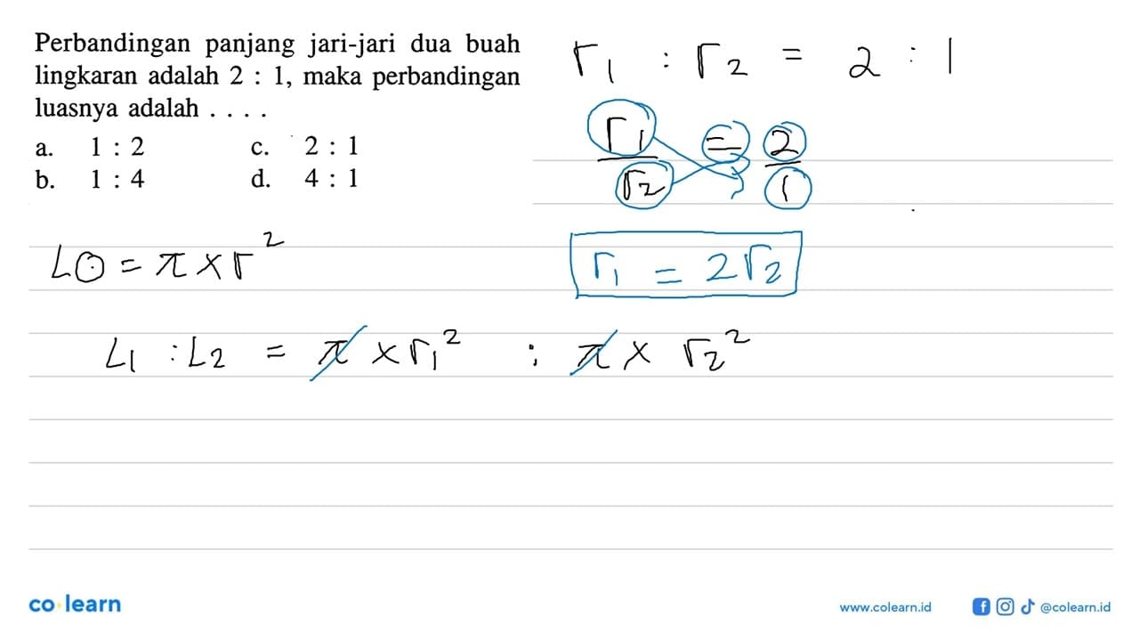 Perbandingan panjang jari-jari dua buah lingkaran adalah