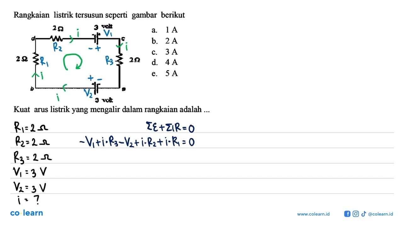 Rangkaian listrik tersusun seperti gambar berikut 2 Ohm 3