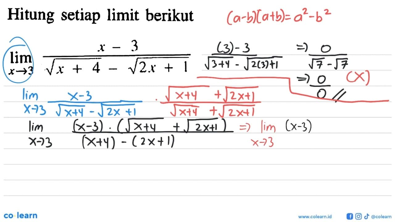 Hitung setiap limit berikut lim x->3