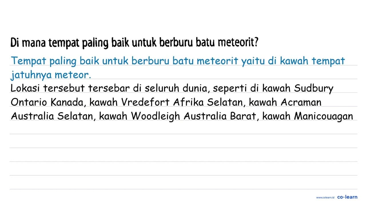 Di mana tempat paling baik untuk berburu batu meteorit?