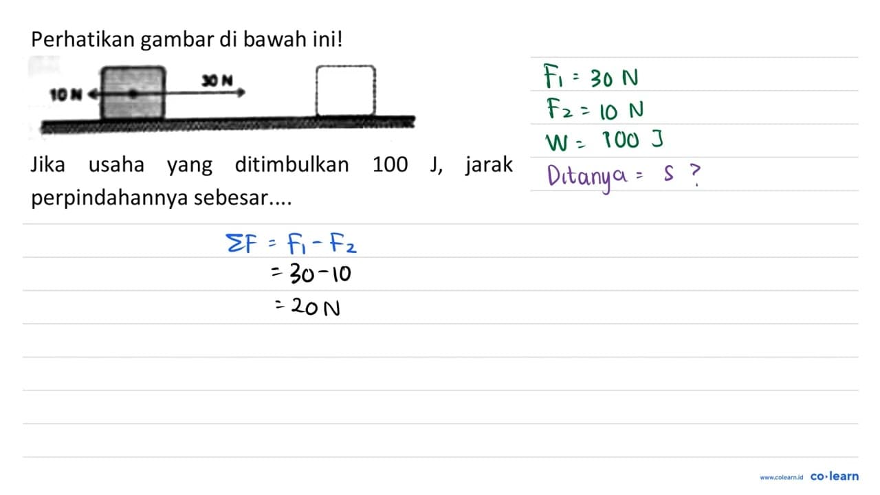 Perhatikan gambar di bawah ini! Jika usaha yang ditimbulkan