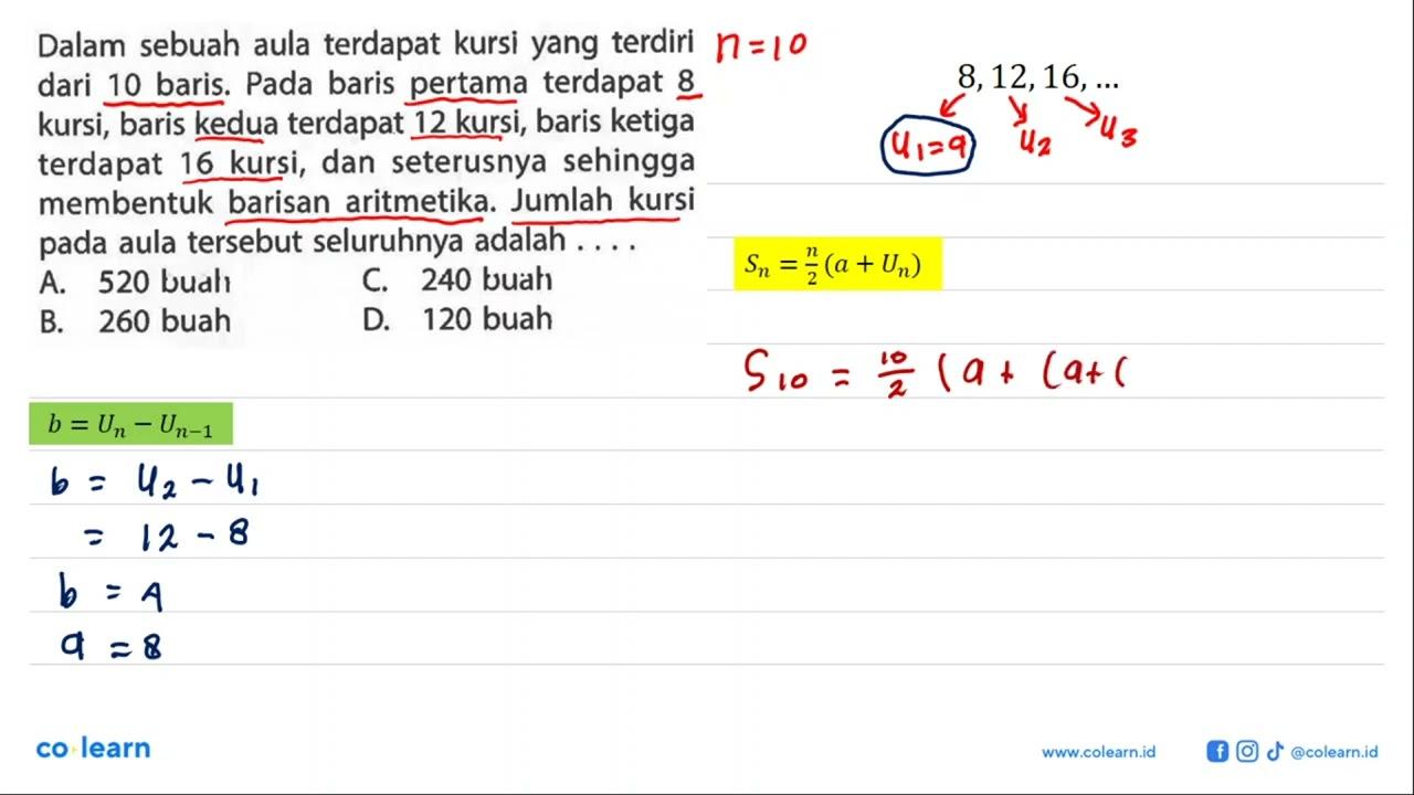 Dalam sebuah aula terdapat kursi yang terdiri dari 10