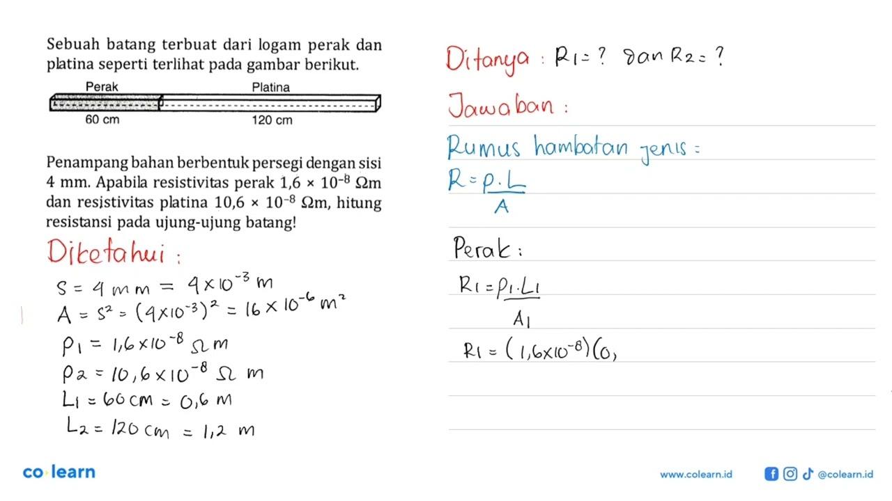 Sebuah batang terbuat dari logam perak dan platina seperti