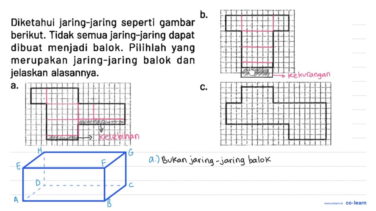 Diketahui jaring-jaring seperti gambar berikut. Tidak semua