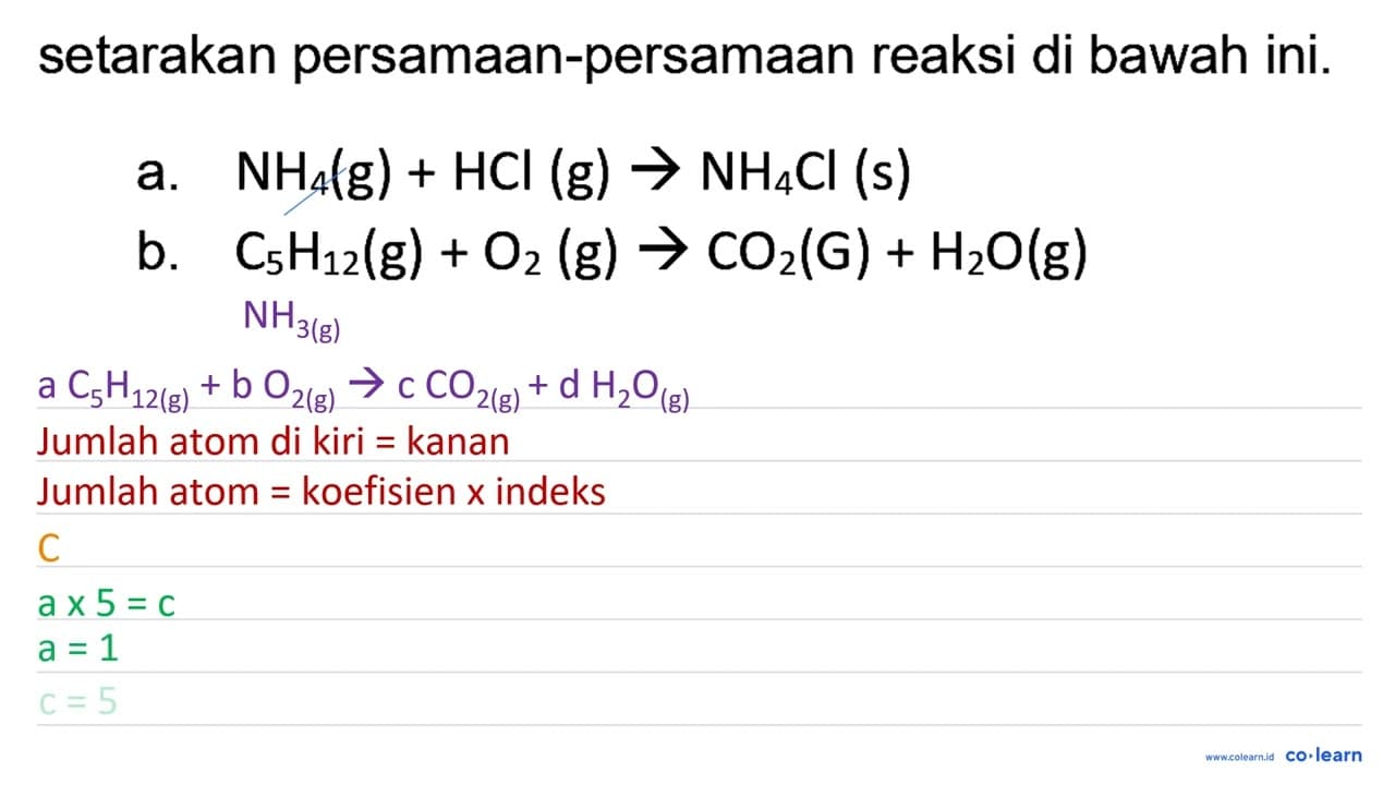 setarakan persamaan-persamaan reaksi di bawah ini. a.