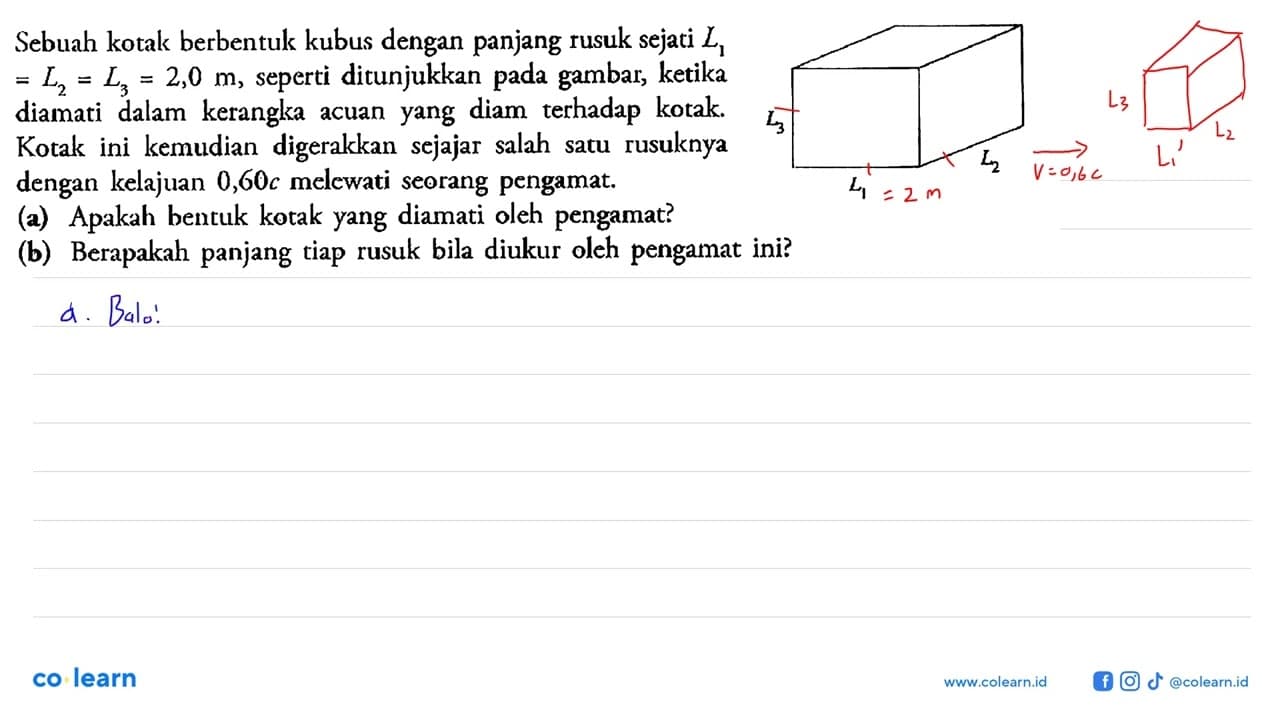 Sebuah kotak berbentuk kubus dengan panjang rusuk sejati