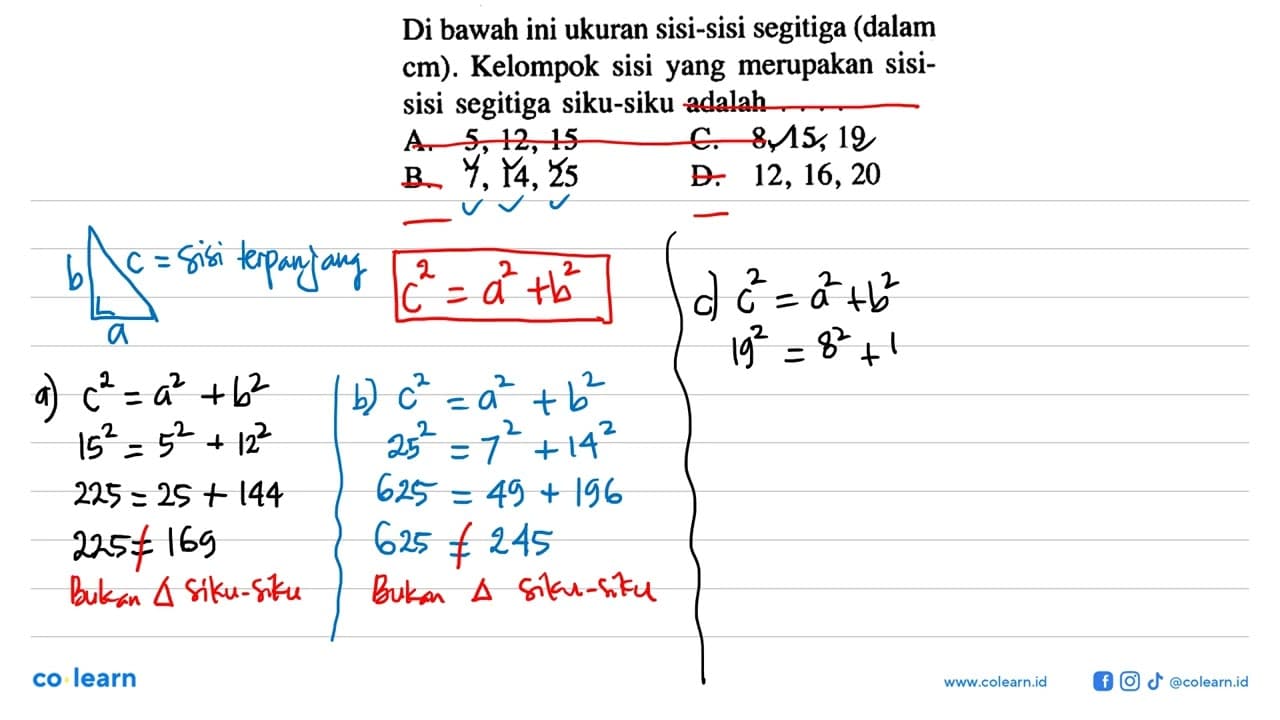 Di bawah ini ukuran sisi-sisi segitiga (dalam cm). Kelompok