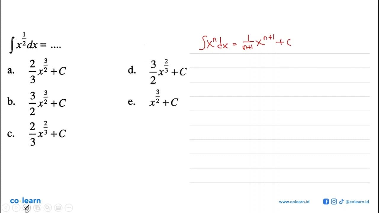 integral x^(1/2) dx= ....