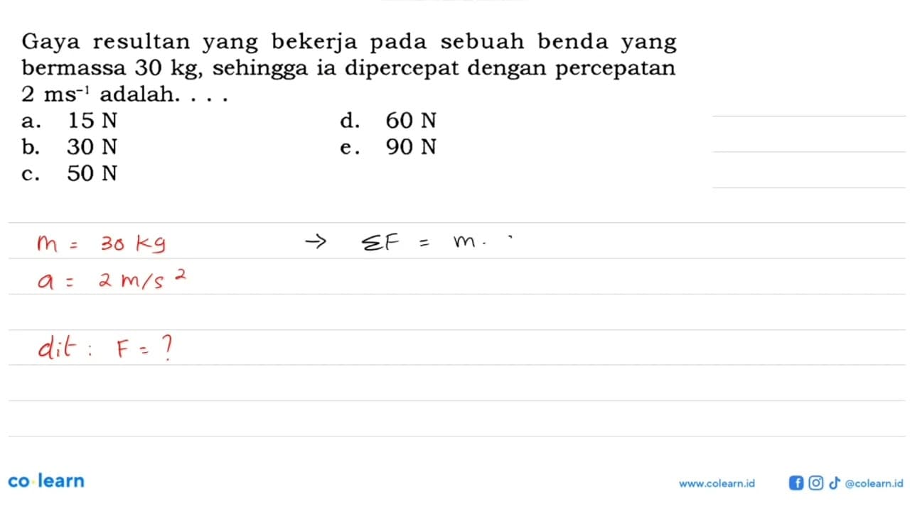 Gaya resultan yang bekerja pada sebuah benda yang bermassa