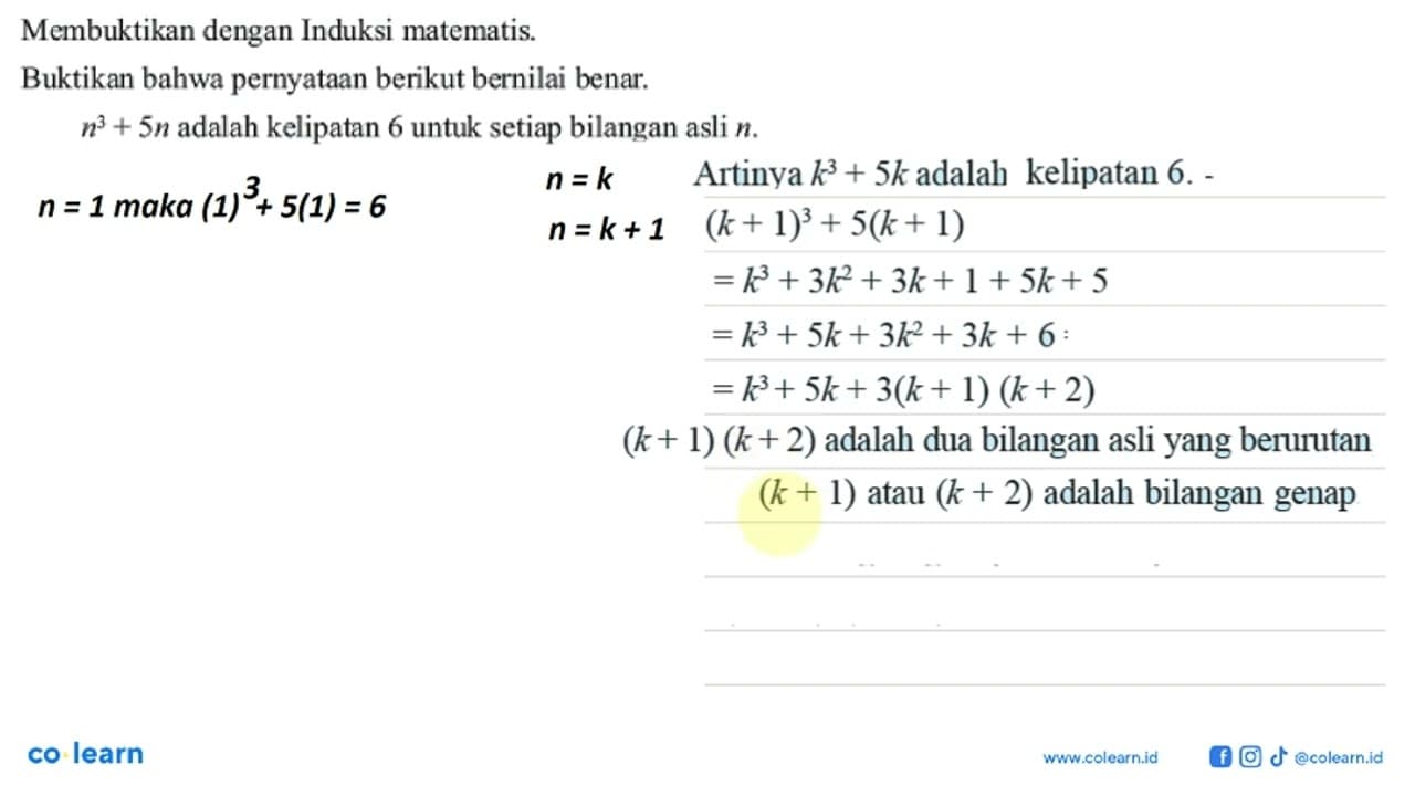 Membuktikan dengan Induksi matematis Buktikan bahwa