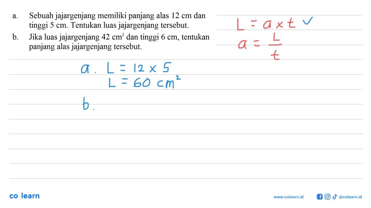 a. Sebuah jajargenjang memiliki panjang alas 12 cm dan