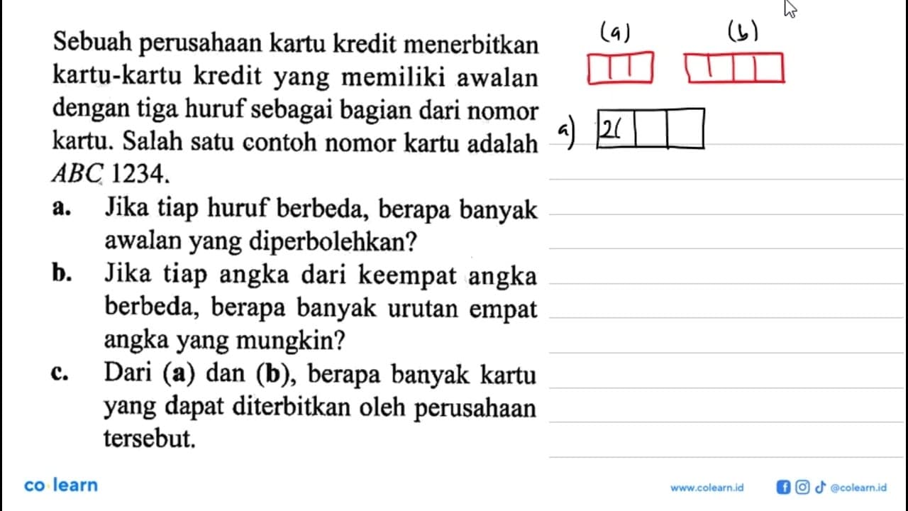 Sebuah perusahaan kartu kredit menerbitkan kartu-kartu