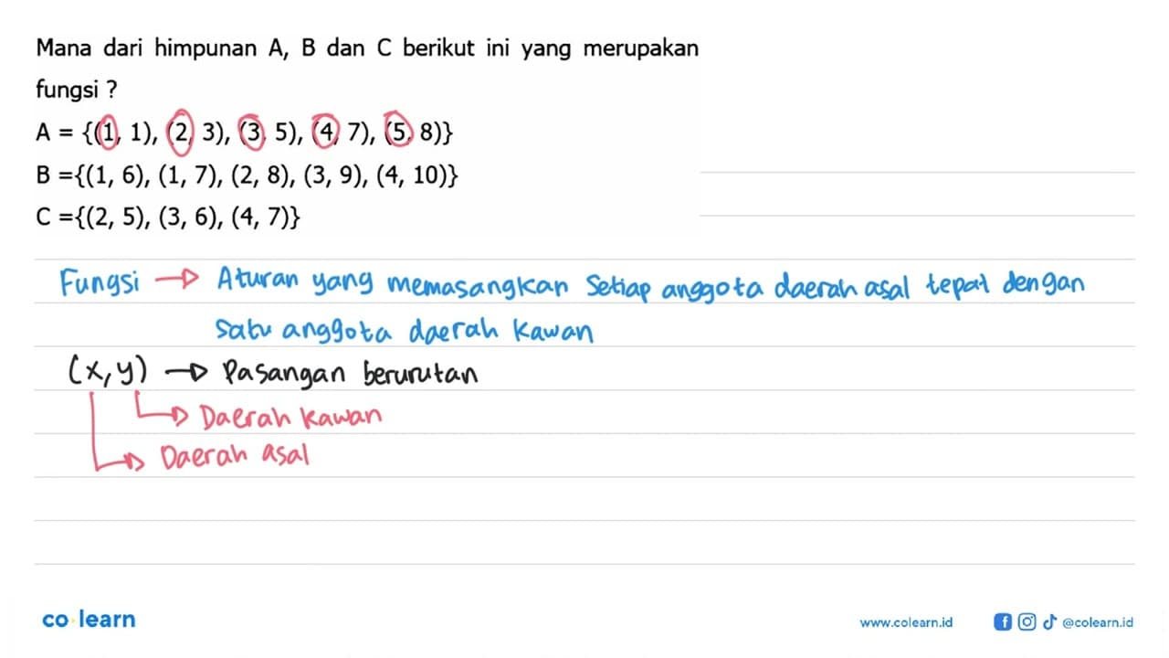 dari himpunan A, B dan berikut ini yang merupakan Mana C