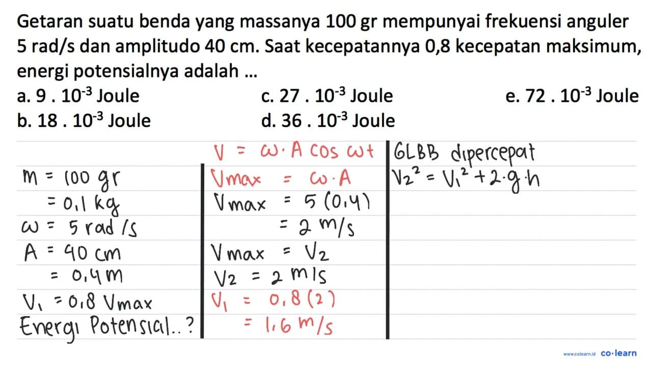 Getaran suatu benda yang massanya 100 gr mempunyai