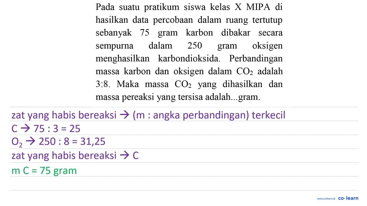 Pada suatu pratikum siswa kelas X MIPA di hasilkan data