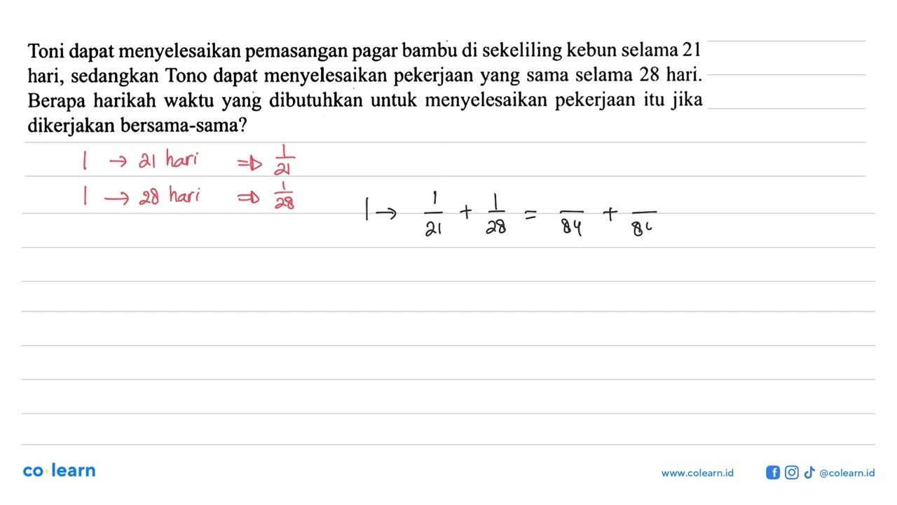 Toni dapat menyelesaikan pemasangan pagar bambu di