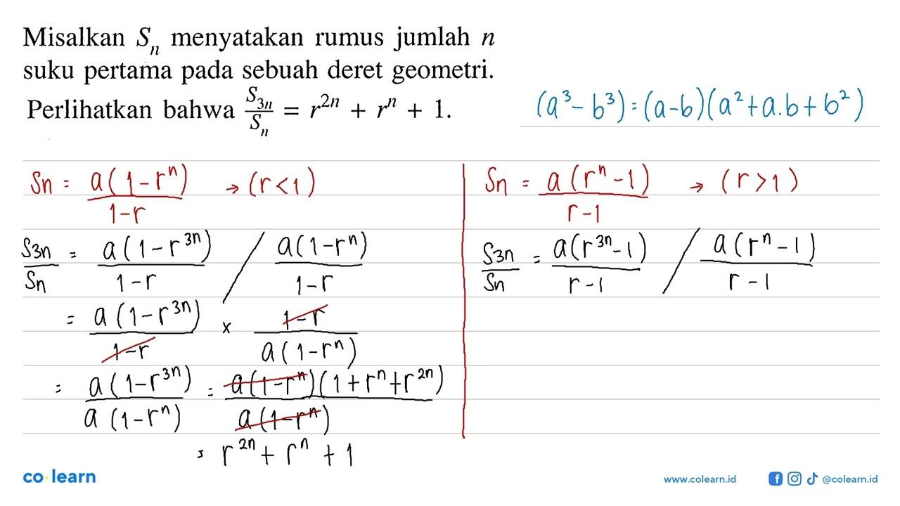 Misalkan Sn menyatakan rumus jumlah n suku pertama pada