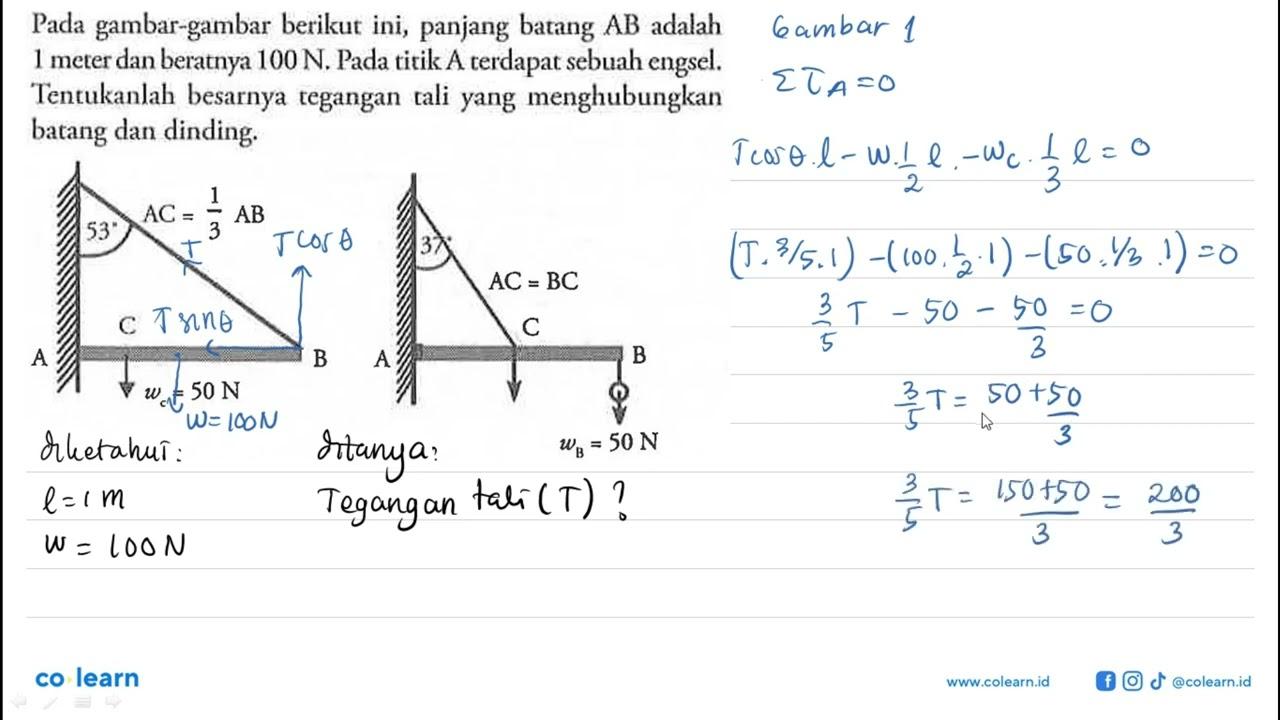 Pada gambar-gambar berikut ini, panjang batang AB adalah 1