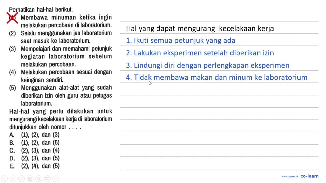 Perhatikan hal-hal berikut. (1) Membawa minuman ketika