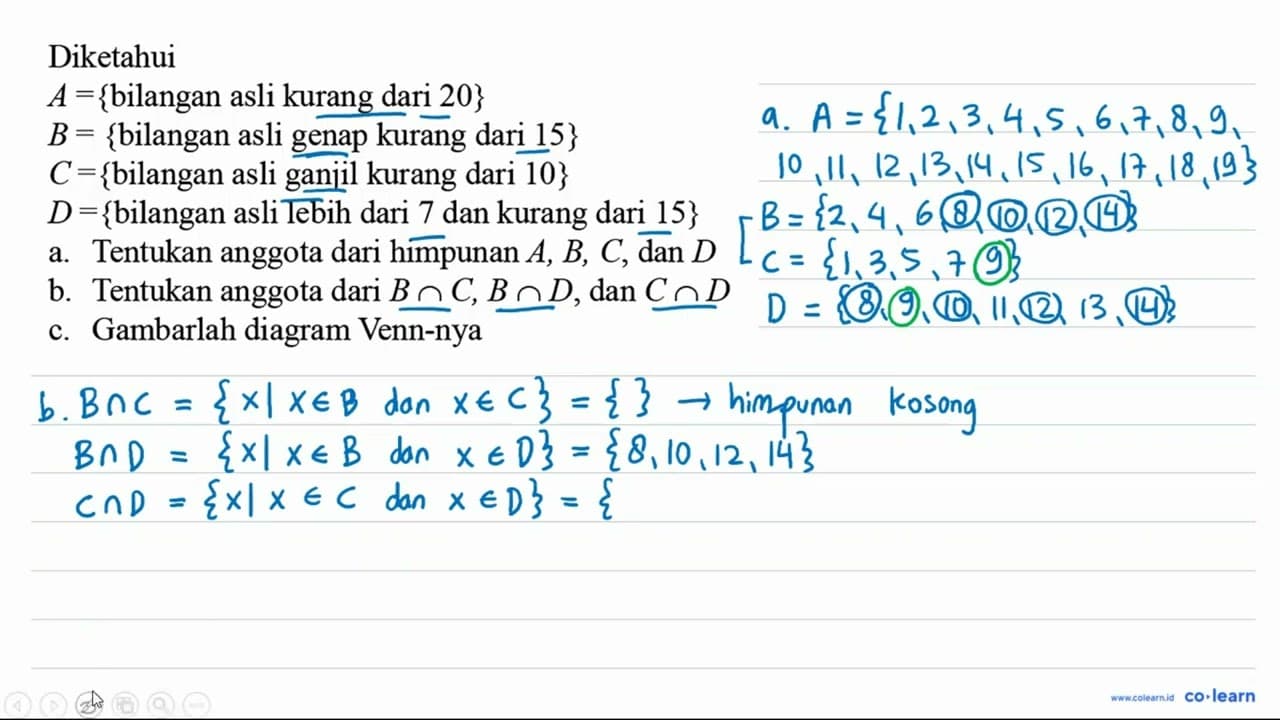 Diketahui A = {bilangan asli kurang dari 20} B = {bilangan