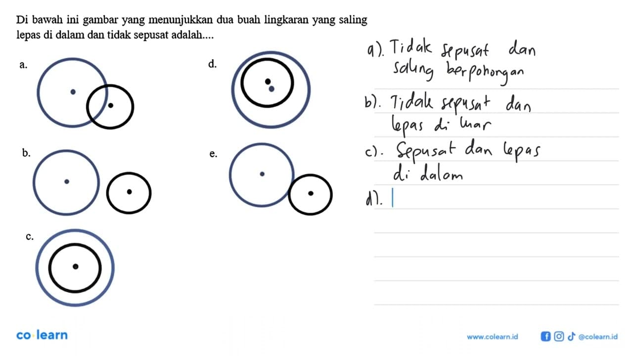 Di bawah ini gambar yang menunjukkan dua buah lingkaran