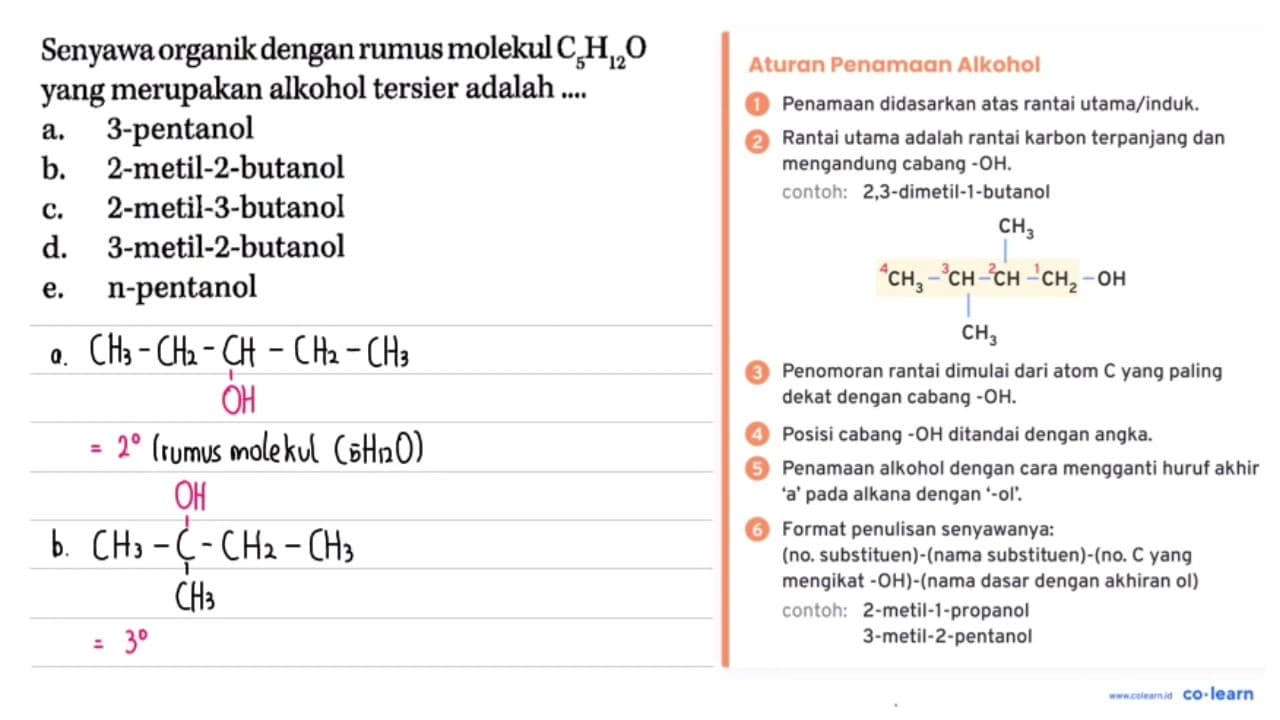 Senyawa organik dengan rumus molekul C5H12O yang merupakan