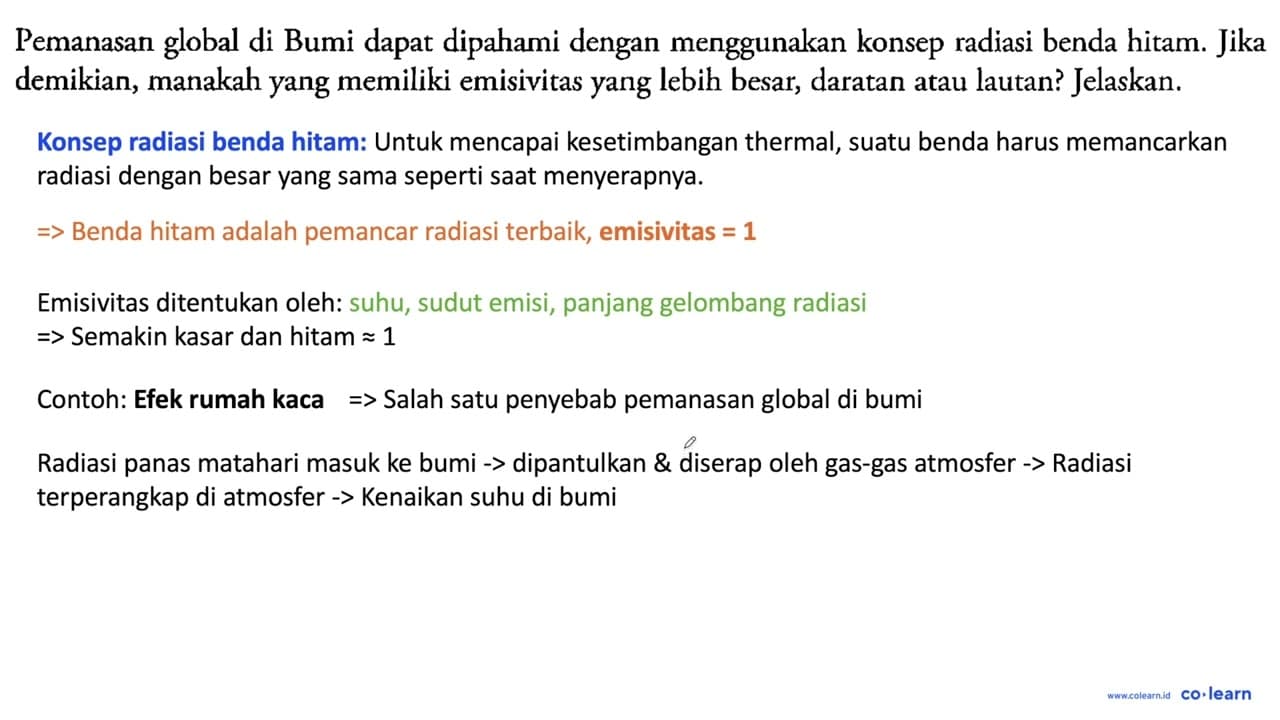 Pemanasan global di Bumi dapat dipahami dengan menggunakan