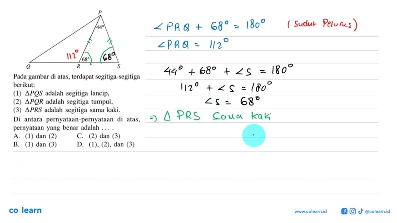 Pada gambar di atas, terdapat segitiga-segitiga berikut:(1)