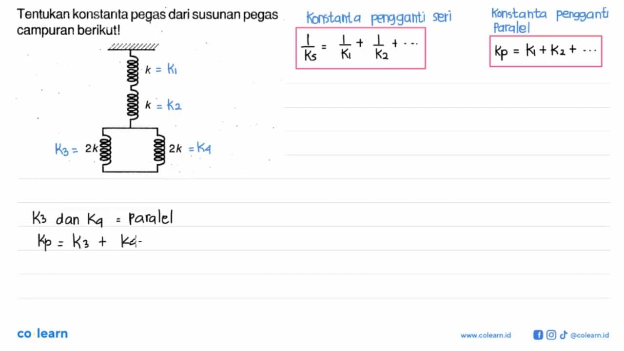 Tentukan konstarita pegas dari susunan pegas campuran