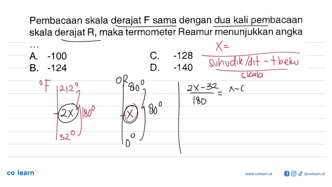 Pembacaan skala derajat F sama dengan dua kali pembacaan