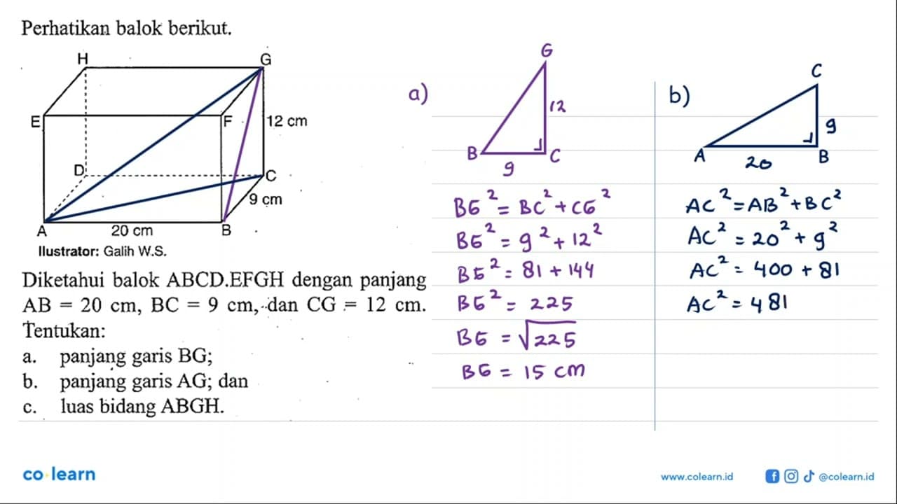 Perhatikan balok berikut.Diketahui balok ABCD.EFGH dengan