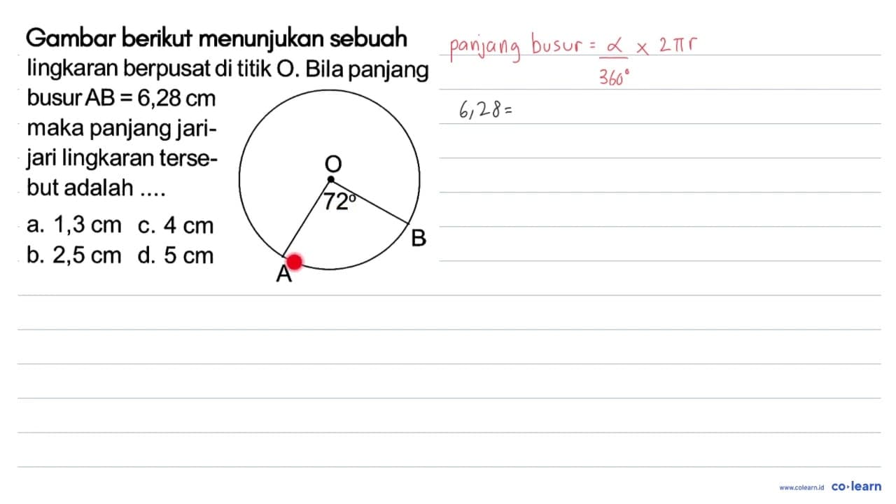 Gambar berikut menunjukan sebuah lingkaran berpusat di