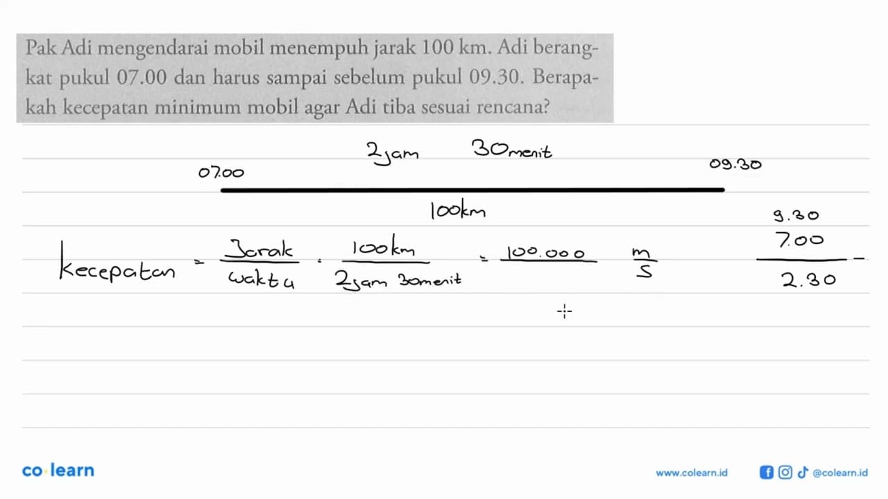 Pak Adi mengendarai mobil menempuh jarak 100 km. Adi