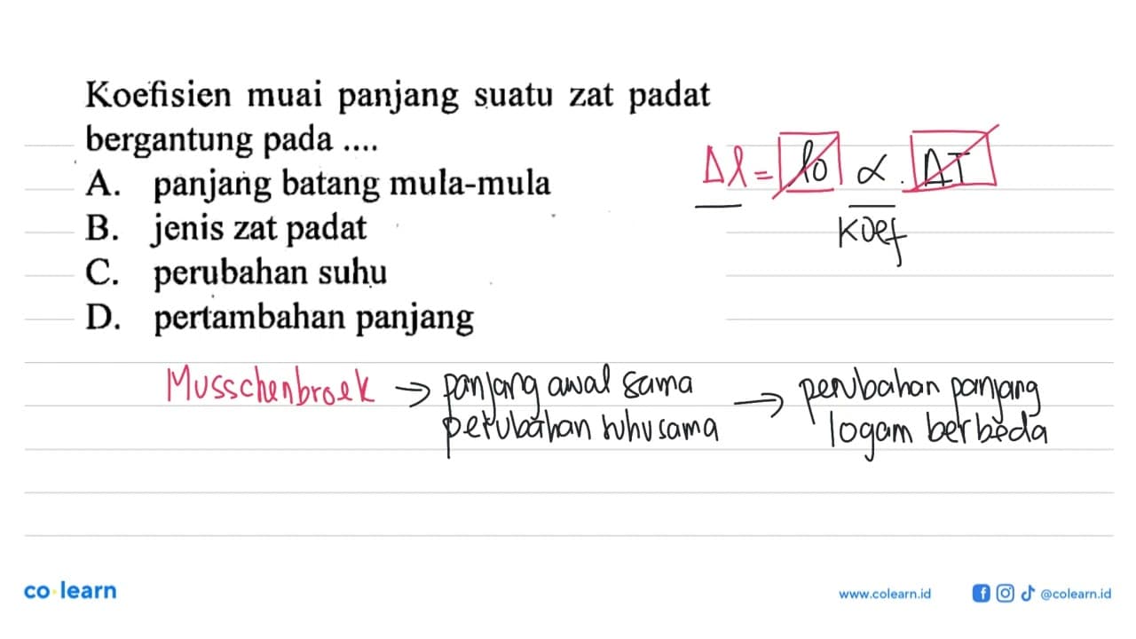 Koefisien muai panjang suatu zat padat bergantung