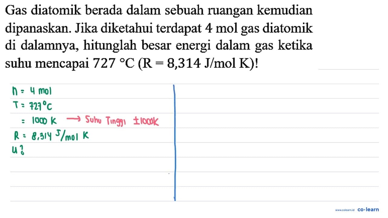 Gas diatomik berada dalam sebuah ruangan kemudian