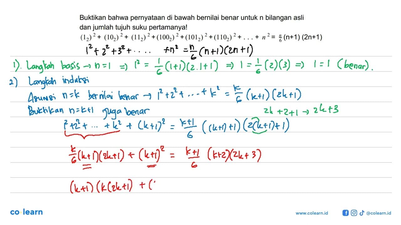 Buktikan bahwa pernyataan di bawah bernilai benar untuk n