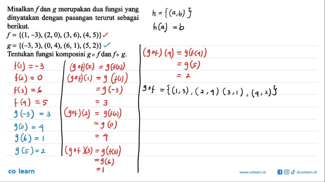 Misalkan f dan g merupakan dua fungsi yang dinyatakan