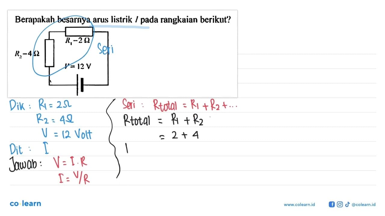 Berapakah besarnya arus listrik I pada rangkaian berikut?