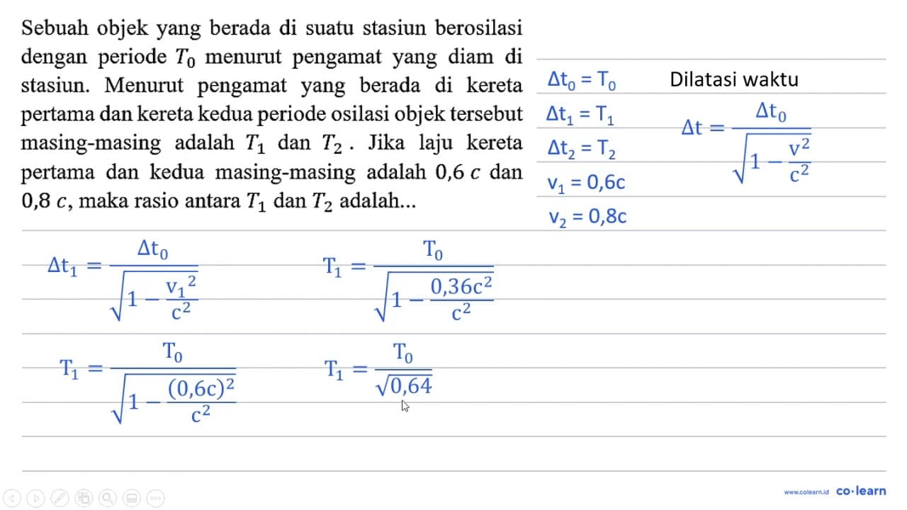 Sebuah objek yang berada di suatu stasiun berosilasi dengan