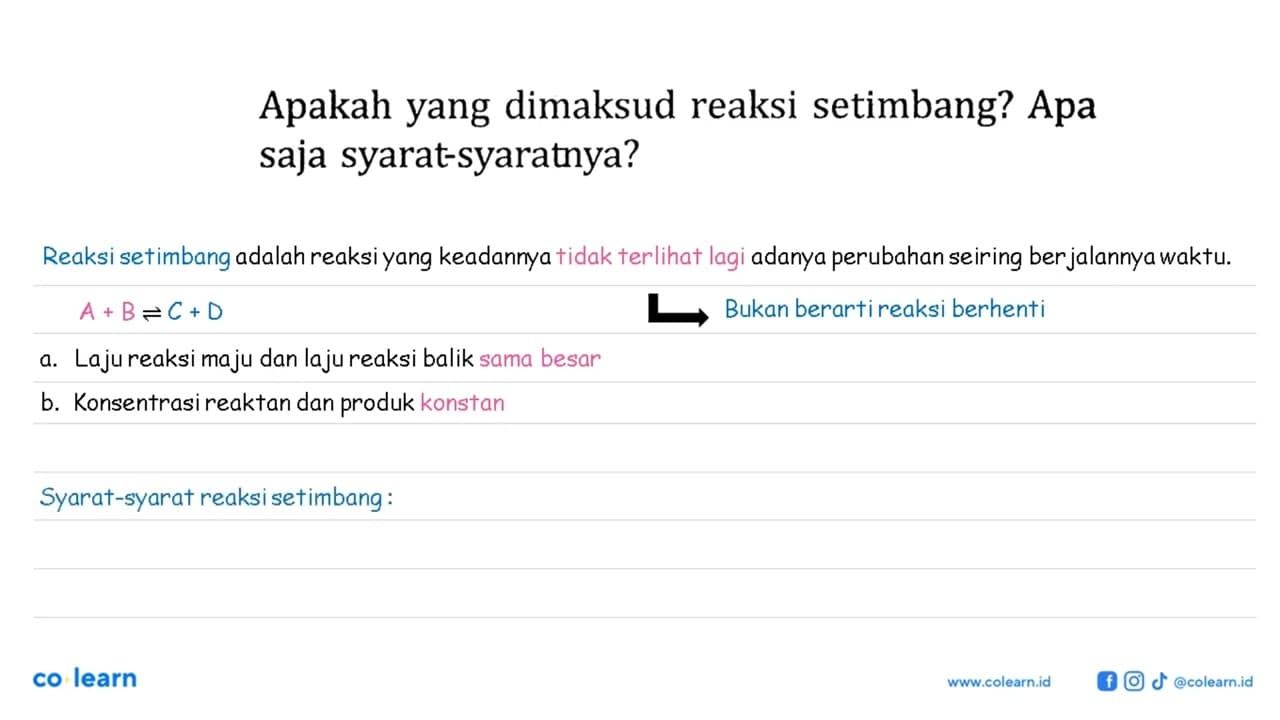 Apakah yang dimaksud reaksi setimbang? Apa saja